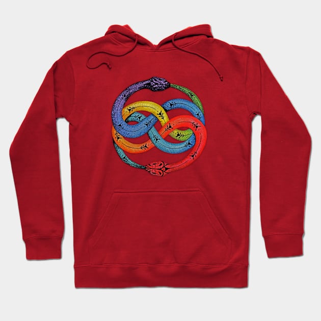 Ouroboros with Chakras Colors Hoodie by MandalaSoul